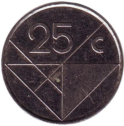 Монета 25 центов. 2001 год, Аруба.
