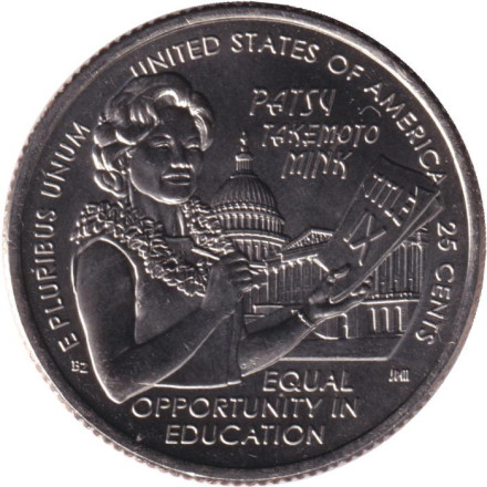 Монета 25 центов. 2024 год (P), США. Пэтси Минк. Серия "Американские женщины".