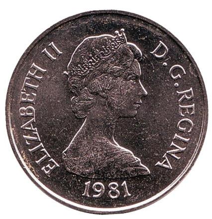 Монета 1/2 кроны. 1981 год, Тёркс и Кайкос. Мельница.