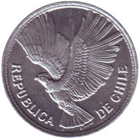 Кондор. Монета 5 песо. 1956 год, Чили. UNC.
