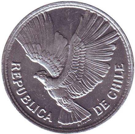Монета 5 песо. 1956 год, Чили. UNC. Кондор.