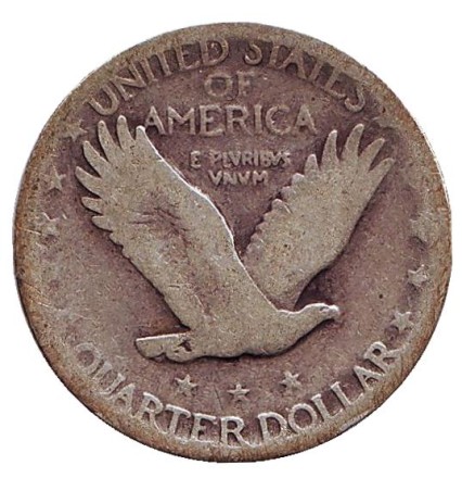 Монета 25 центов. 1927 год, США. (Без отметки монетного двора)