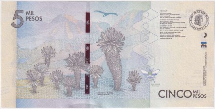 Банкнота 5000 песо. 2020 год, Колумбия. P-459 2020(1).