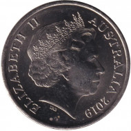 Монета 10 центов. 2019 год, Австралия. Лирохвост. Старый тип.