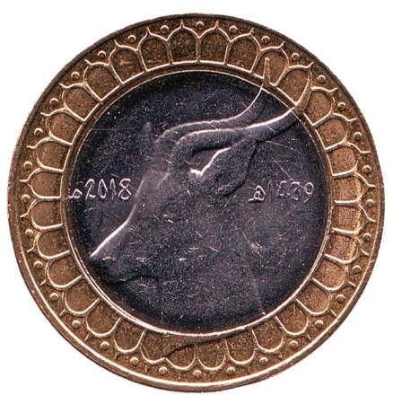 Монета 50 динаров. 2018 год, Алжир. Газель.