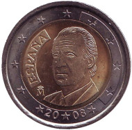 Монета 2 евро. 2008 год, Испания. Монета 2 евро. 2008 год, Испания.
