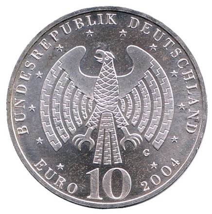 Монета 10 евро. 2004 год, Германия. Расширение Евросоюза. Монета 10 евро. 2004 год, Германия. Расширение Евросоюза.