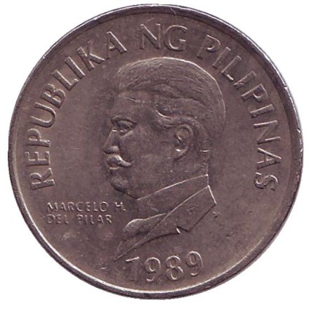 Монета 50 сентимо. 1989 год, Филиппины. Филиппинский орел. Монета 50 сентимо. 1989 год, Филиппины. Филиппинский орел.
