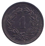 Монета 1 раппен. 1942 год, Швейцария. XF-aUNC. Монета 1 раппен. 1942 год, Швейцария. XF-aUNC.