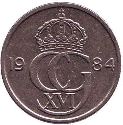 Монета 50 эре. 1984 год, Швеция.