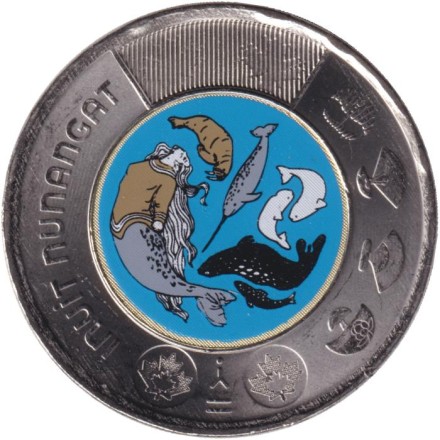 Монета 2 доллара. 2024 год, Канада. Инуитский Нунангат. (Цветная).
