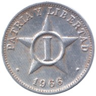 Монета 1 сентаво. 1966 год, Куба.