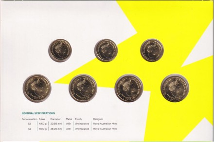 Набор из 7-и монет номиналом 1 и 2 доллара. 2022 год, Австралия. XXII Игры Содружества. В альбоме. Набор из 7-и монет номиналом 1 и 2 доллара. 2022 год, Австралия. XXII Игры Содружества. В альбоме.