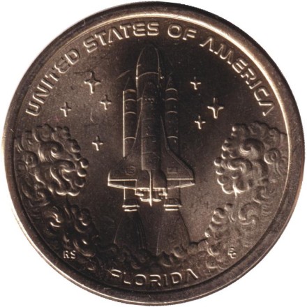 Монета 1 доллар. 2025 год (D), США. Мыс Канаверал. Серия "Американские инновации".