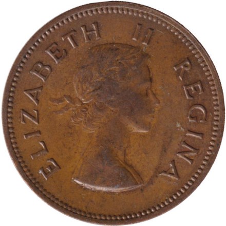 Монета 1/2 пенни. 1958 год, Южная Африка. Корабль "Дромедарис". Монета 1/2 пенни. 1958 год, Южная Африка. Корабль "Дромедарис".