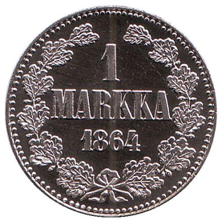 1 марка 1864 года. Монетный двор Финляндии. Памятный жетон. 2001 год, Финляндия.
