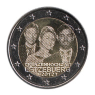 Свадьба наследного Великого герцога Люксембурга Гийома и графини Стефании де Ланнуа. 2 евро, 2012 год, Люксембург. Свадьба наследного Великого герцога Люксембурга Гийома и графини Стефании де Ланнуа. 2 евро, 2012 год, Люксембург.