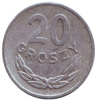 Монета 20 грошей. 1980 год, Польша. Монета 20 грошей. 1980 год, Польша.