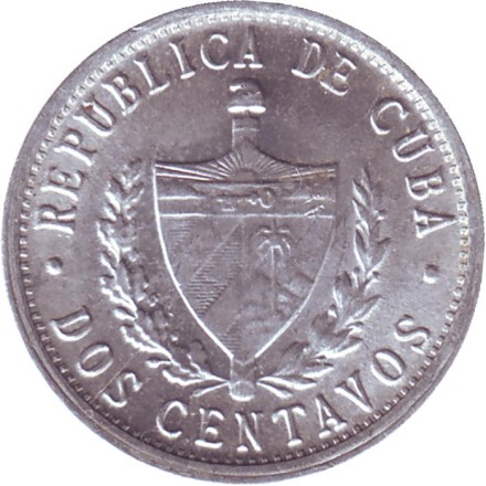 Монета 2 сентаво. 1983 год, Куба. Монета 2 сентаво. 1983 год, Куба.