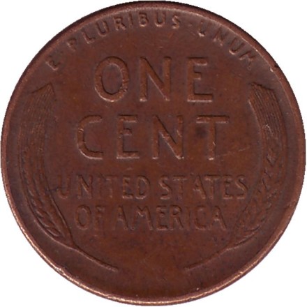 Монета 1 цент. 1945 год (D), США. Линкольн. Монета 1 цент. 1945 год (D), США. Линкольн.
