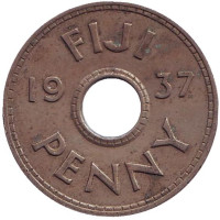 Монета 1 пенни. 1937 год, Фиджи.