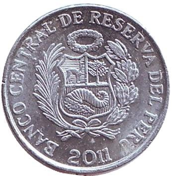 Монета 1 сентим. 2011 год, Перу. Монета 1 сентим. 2011 год, Перу.