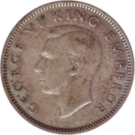 Монета 6 пенсов 1945 год, Новая Зеландия. Гуйя. Монета 6 пенсов 1945 год, Новая Зеландия. Гуйя.