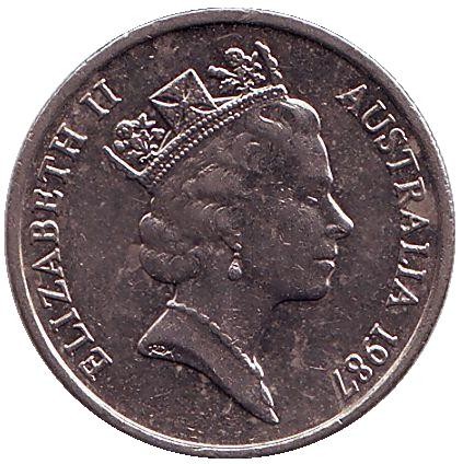 Монета 5 центов. 1987 год, Австралия. Ехидна.