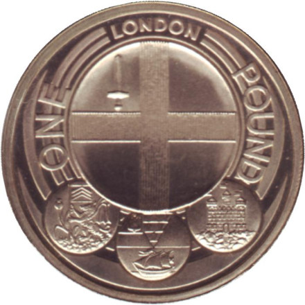 Монета 1 фунт. 2010 год, Великобритания. Proof. Лондон. Столицы регионов.