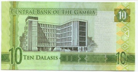Банкнота 10 даласи. 2015 год, Гамбия. Яйя Джамме.