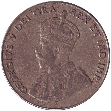Монета 5 центов. 1929 год, Канада. Монета 5 центов. 1929 год, Канада.
