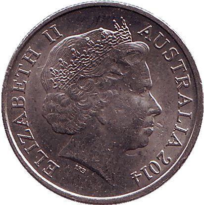 Монета 5 центов. 2014 год, Австралия. Ехидна. Монета 5 центов. 2014 год, Австралия. Ехидна.