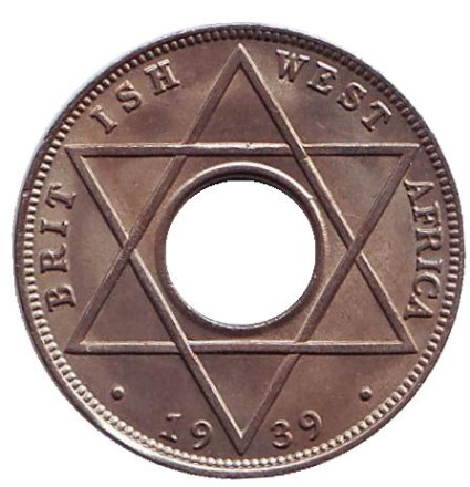 Монета 1/10 пенни. 1939 год, Британская Западная Африка.