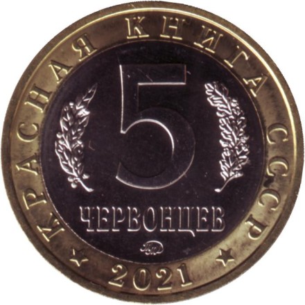 Шмель спорадикус. Монетовидный жетон. 5 червонцев. 2021 год. ММД. UNC.