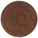 Монета 10 пфеннигов. 1982 год (D), ФРГ. Дубовые листья.