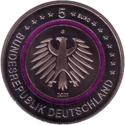 Монета 5 евро. 2021 год (G), Германия. Полярная зона.