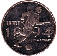 Монета 50 центов (P). 1994 год, США. Чемпионат мира по футболу 1994 года. Монета 50 центов (P). 1994 год, США. Чемпионат мира по футболу 1994 года.
