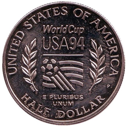 Монета 50 центов (P). 1994 год, США. Чемпионат мира по футболу 1994 года.
