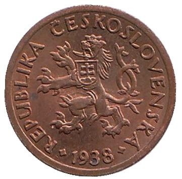 Монета 5 геллеров. 1938 год, Чехословакия. aUNC.