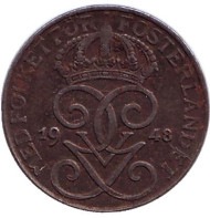Монета 1 эре. 1948 год, Швеция. Монета 1 эре. 1948 год, Швеция.