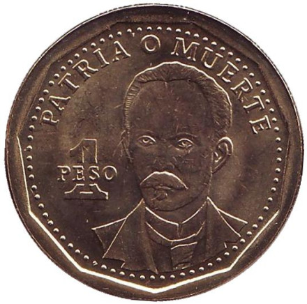 Монета 1 песо. 2013 год, Куба. Хосе Марти.