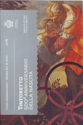 Монета 2 евро. 2018 год, Сан-Марино. 500 лет со дня рождения Тинторетто.