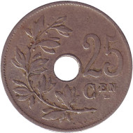 Монета 25 сантимов. 1908 год, Бельгия. (Belgie) Монета 25 сантимов. 1908 год, Бельгия. (Belgie)