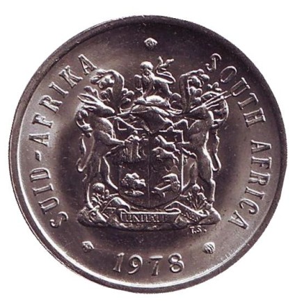 Монета 20 центов. 1978 год, ЮАР. UNC. Цветок протея. Монета 20 центов. 1978 год, ЮАР. UNC. Цветок протея.