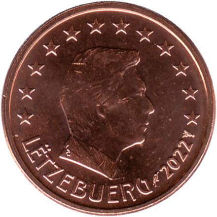 Монета 1 цент. 2022 год, Люксембург.