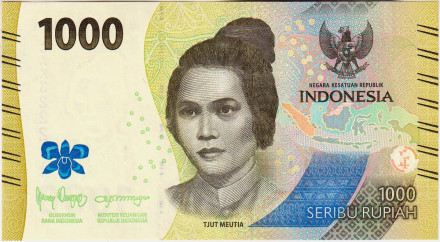 Банкнота 1000 рупий. 2022 год, Индонезия. Кут Няк Меутия.