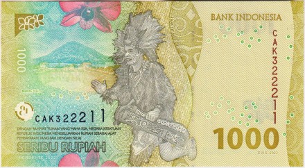 Банкнота 1000 рупий. 2022 год, Индонезия. Кут Няк Меутия. Банкнота 1000 рупий. 2022 год, Индонезия. Кут Няк Меутия.