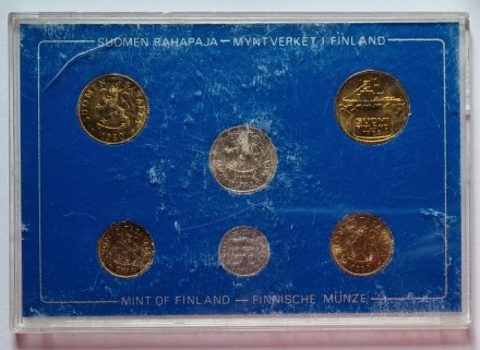 Набор монет Финляндии (6 шт), 1980 год, Финляндия. (в банковской упаковке) Набор монет Финляндии (6 шт), 1980 год, Финляндия. (в банковской упаковке)