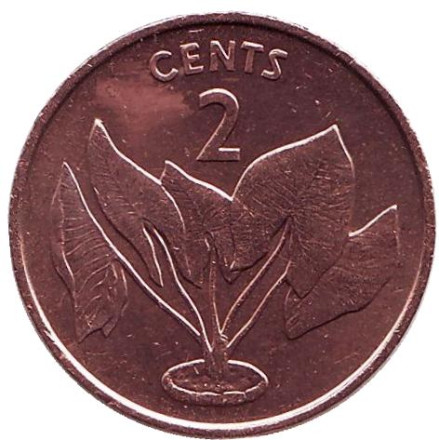 Монета 2 цента. 1979 год, Кирибати. Растение.