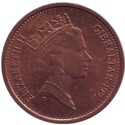 Монета 2 пенса. 1992 год, Гибралтар. Маяк. (AA). Монета 2 пенса. 1992 год, Гибралтар. Маяк. (AA).